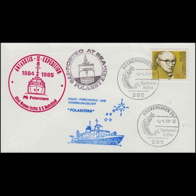 Schiffspost Polarstern Antarktis-Expedition 1984/85 Brief SSt Bremerhaven 2.4.85