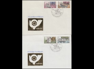 3354-3357 Postverbindungen 1990, 4 Werte, Satz auf FDC 1 und FDC 2 ESSt BERLIN