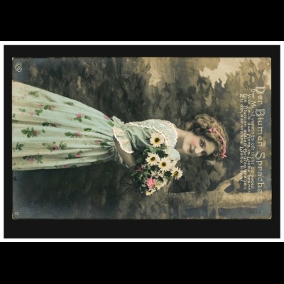 Schweiz Liebes-AK Frau mit Blumen: Der Blumen Sprache, ALTDORF 3.11.1909
