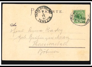 AK Padersberg und die Katz bei St. Goarshausen, Bahnpost CÖLN-FRANKFURT/M. 1899