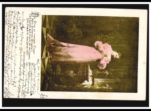 AK Frau betrachtet ihren Ring mit Gedicht von Adelbert von Chamisso, AACHEN 1901