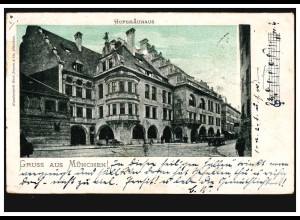 AK Gruss aus München: Hofbräuhaus, 18.10.1898 nach KIEL 19.10.98