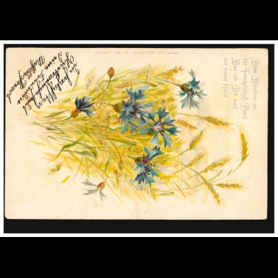 Lyrik-AK Gedicht Blumen der Freundschaft - Blau im Getreidefeld, BONN 25.7.1903