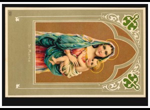 Prägekarte Namenstag St. Maria mit Kind, ungebraucht, um 1910, EAS-Verlag