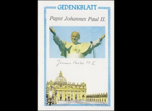 Gedenkblatt Papst-Besuch mit Vignettenblock und Berlin 624, SSt Mainz 16.11.1980