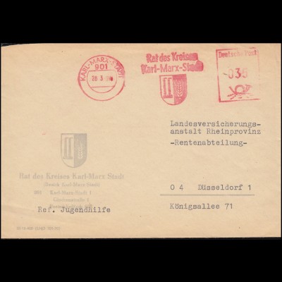 DDR AFS Rat des Kreises Karl-Marx-Stadt 28.3.1974 Brief nach Düsseldorf