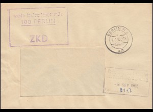 ZKD-Brief VEB Bürotechnik BERLIN 8.9.65 an Deutsches Institut für Marktforschung