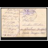 Prägekarte Gedenke mein - Rote Rosen, Feldpost 28.12.1917 BS Rekruten-Depot