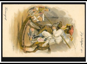 Künstler-AK Paul Heydel: Reiterangriff - Junge auf Schaukelpferd VILSBIBURG 1914