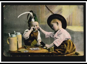 Kinder-AK Kartenspiel - Der Sieger und der Gewinner, BRAMSCHE 12.9.1912