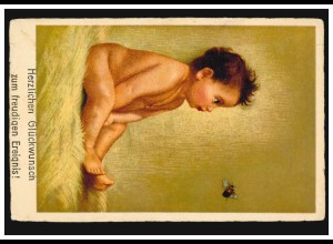 Tiere-AK Kinder: Baby mit Hummel, KÖNIGSSTEIN / TAUNUS 26.10.1930