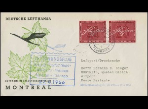 Eröffnungsflug Lufthansa LH 432 Montreal, Frankfurt 27.4.1956 / Montreal 28.4.56