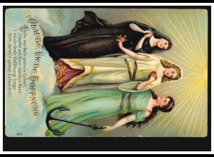 Prägekarte Drei Frauen - Glaube Liebe Hoffnung, REMSCHEID 18.9.1096