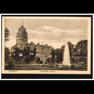 AK Detmold: Fürstliches Schloss, Feldpostkarte 11.4.1915