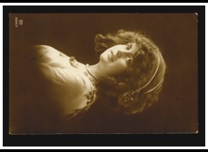 Mode-AK lächelnde Frau, Portrait mit Haarband, Verlag K.K.K.G., KIEL 10.10.1912