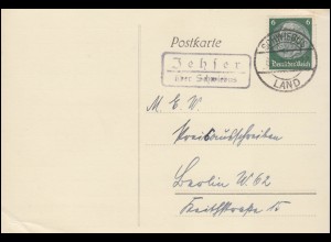 Landpost Jehser über SCHWIEBUS LAND 6.5.1936 auf Postkarte nach Berlin 