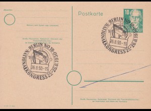 SSt BERLIN Nationalkongress 26.8.50 auf Postkarte P 35/04 Bebel DV M 301 Z 4488
