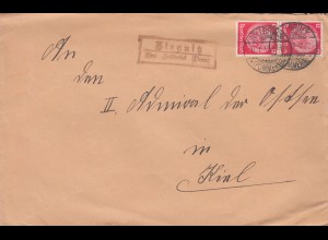 Landpost-Stempel Ziegnitz über ZOLLBRÜCK (POMMERN) 11.1.1937 Brief nach Kiel