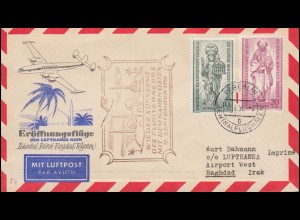 Eröffnungsflug der Lufthansa nach Bagdad 12.9.1956 Brief BERLIN 10.9.56