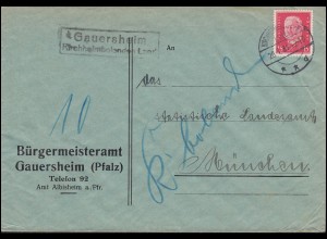 Landpost-Stempel Gauersheim KIRCHHEIMBOLANDEN LAND 20.7.31 Brief nach München