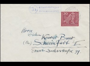 Landpost-Stempel Altentrüdingen über GUNZENHAUSEN auf Brief um 1960