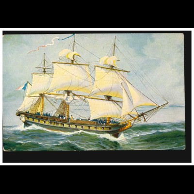 Künstler-AK Chr. Rave: Fregatte Napoleon I. "Le Muiron" von 1799, ungebraucht