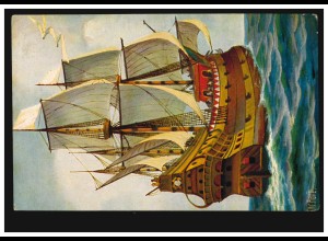 Künstler-AK Chr. Rave: Holländisches Kriegsschiff von 1670, ungebraucht