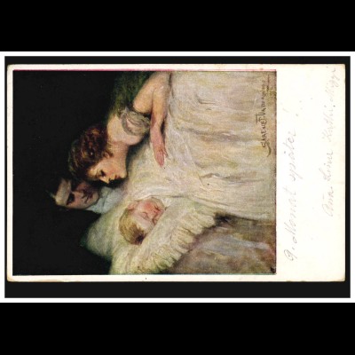 Künstler-AK Clarence Underwood: Familienglück - Paar mit schlafendem Kind, 1917