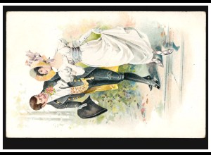 Künstler-AK Mode: Frau und Mann - Elegante Garderobe, Chalkorit, RIXDORF 1910