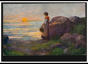 Künstler-AK O. Königer: Sonnenuntergang, MANNHEIM 21.1.1918