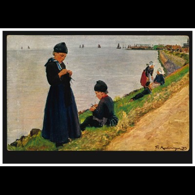 Künstler-AK F. Kallmorgen: Holländische Fischerkinder, gelaufen 1919