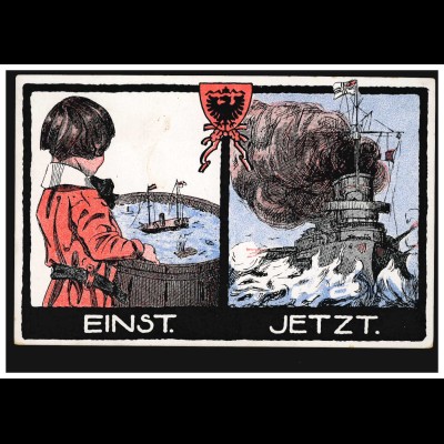 Miltaria-AK Der zukünftige Kapitän - EINST. JETZT., Verlag A.L.H.1., ungebraucht