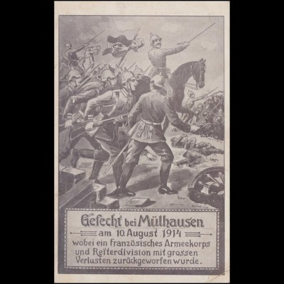 Kriegs-AK Gefecht bei Mülhausen 10.8.1914, SCHWAND 28.1.1915 als Feldpost