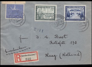 Zensur Oberkommando der Wehrmacht R-Brief 696+710+712, SONDERSHAUSEN 8.3.1940