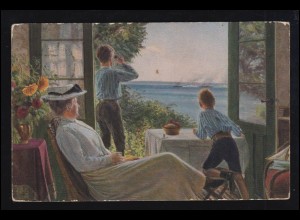 Künstler-AK Sigvard Hansen: Flotten-Manöver, Feldpost WIEN 24.9.1916