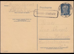 Landpost Wurzen-Nischwitz auf DDR P 50/01 Pieck DV III/18/97, WURZEN LAND 1954 