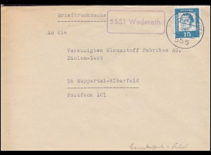 Landpost-Stempel 5551 Wederath auf Briefdrucksache BERNKASTEL-KUES 2.4.1963