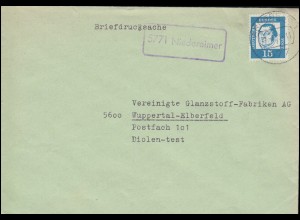 Landpost-Stempel 5771 Niedereimer auf Brief ARNSBERG 22.4.1963