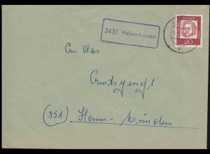 Landpost-Stempel 3431 Hebenhausen auf Brief WITZENHAUSEN 14.7.1962
