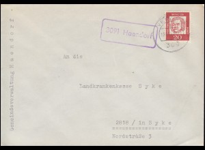 Landpost-Stempel 3091 Haendorf auf Brief VERDEN 19.10.1963