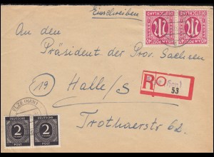 30 AM-Post im Paar mit 911 Kontrollrat MiF R-Brief Not-R-Zettel ELZE 20.6.1946
