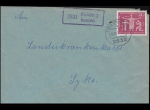 Landpost-Stempel 2831 Köbbinghausen auf Brief TWISTRINGEN 4.7.196216.10.1962