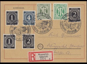 SSt 2. Philatelisten-Tagung 1946 passende R-Postkarte WUPPERTAL-ELBERFELD 1946