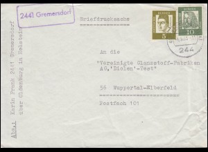 Landpost-Stempel 2441 Gremersdorf Briefdrucksache OLDENBRUG IN HOLSTEIN 2.5.1963