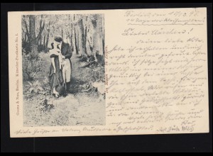 Liebes-AK Liebespaar - Der Kuss im Wald, BERLIN S.O. 33 - 10.12.1898