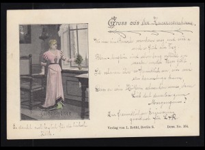 Liebes-AK Liebessehnen - Frau am Fenster, WINTERTHUR 13.6.1898