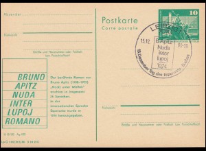 DDR P 79 Bruno Apitz / Esperanto 1980, SSt LEIPZIG Tag des Esperanto-Buches 1980