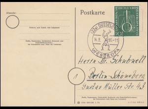 217 Ausstellung WESTROPA 10 Pf. als EF auf Postkarte ESSt DÜSSELDORF 14.9.1955