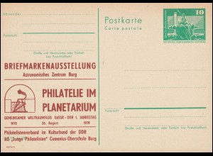 DDR P 79 Briefmarkenausstellung Philatelie im Planetarium Burg, **