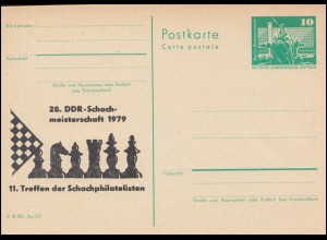 DDR P 79 DDR-Schachmeisterschaft Schachphilatelisten Suhl 1979, **
